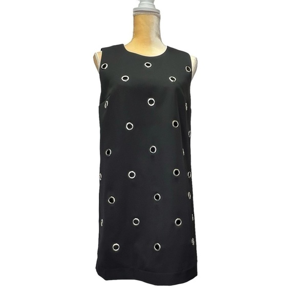 French Connection Black Midnight Satin Eyelet Tunic Dress Size 4 fcuk New NWT - Picture 2 of 11